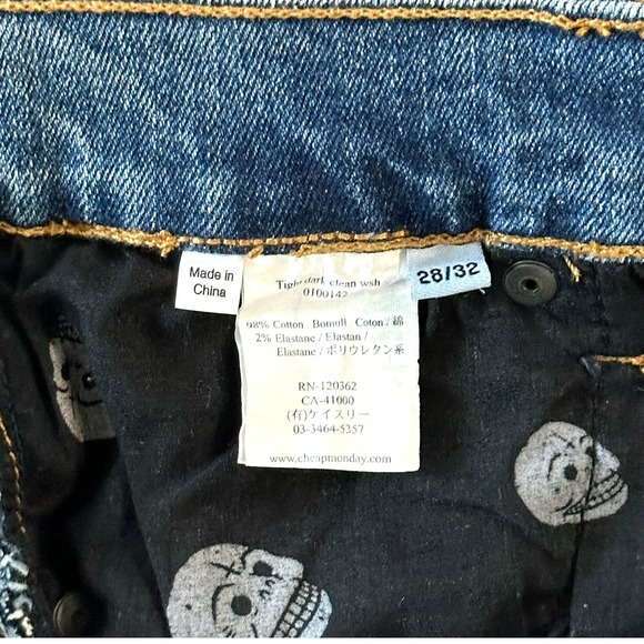 Cheap Monday Tight Dark Clean Wash Slim Fit Blue Jeans Size 28 (27) x 32 NWT $78 - Picture 6 of 8